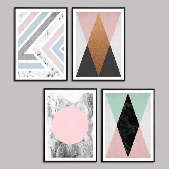 Set of 4 Unframed Abstract Geometric Canvas Prints - Modern Wall Art 16x20 in - Picture 13 of 13